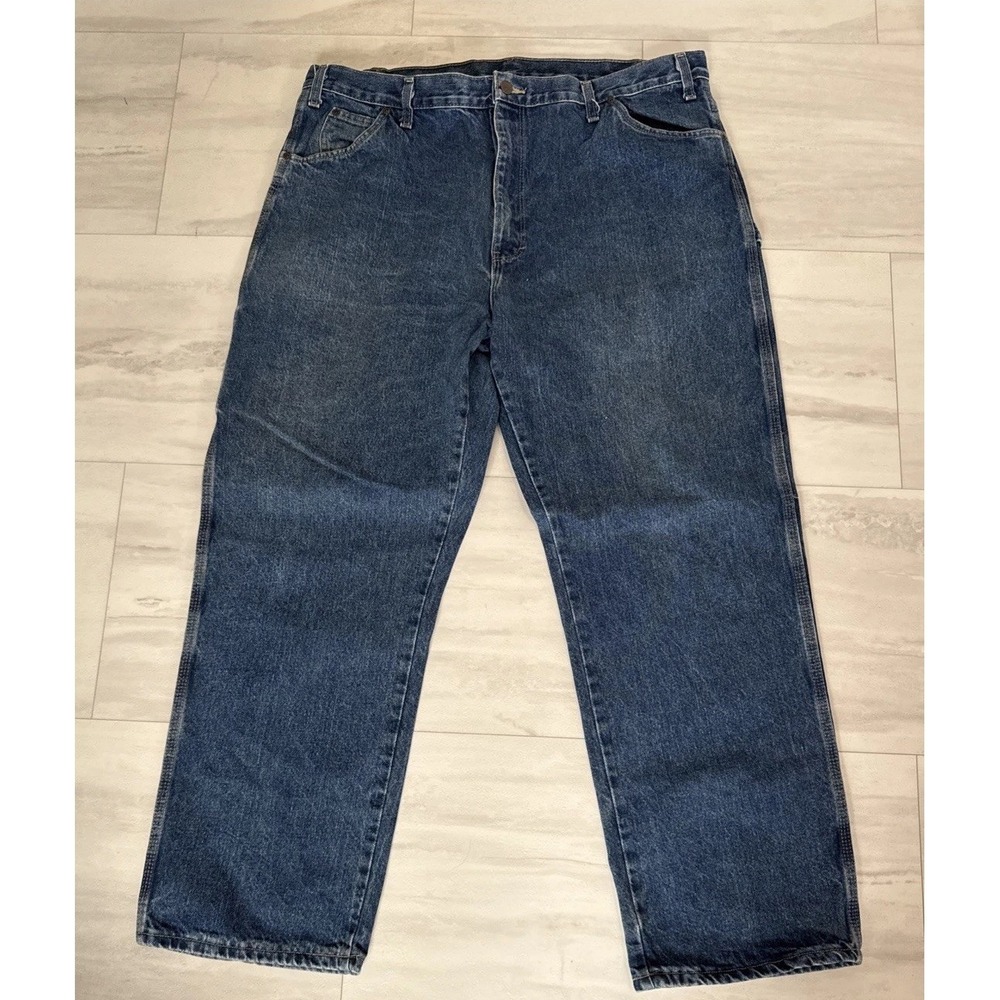 Dickies Jeans Mens 42x32 Carpenter Dark Blue 100% Cotton Denim Baggy Y2K
